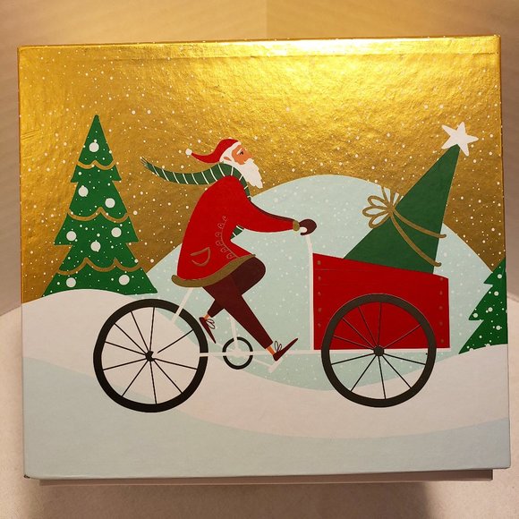 CHRISTMAS GIFT BOX CHRISTMAS DECOR BOX - SANTA AND CHRISTMAS TREES - Picture 1 of 16